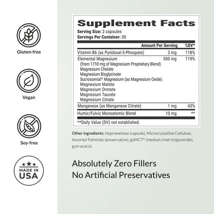 BIOptimizers Magnesium Breakthrough Supplement with 500mg - 7 Forms of Magnesium: Glycinate, Malate, Citrate, and More - Natural Support for Sleep and Cognitive Function -60 Capsules- Calming Vitamins